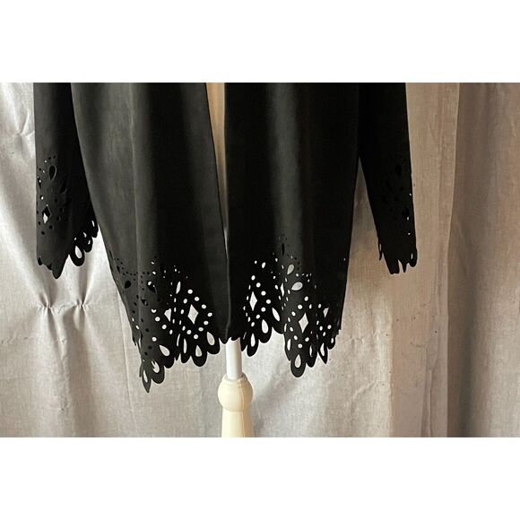 Bob Mackie Wearable Art Black Laser Cut Open Jacket 2X Plus Size - Picture 5 of 15